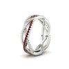 Load image into Gallery viewer, diamond-criss-cross-weave-wedding-band-with-ruby-in-white-gold-FD11069BGRUDRANGLE3-NL-WG