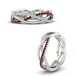Load image into Gallery viewer, diamond-criss-cross-weave-wedding-band-with-ruby-in-white-gold-FD11069BGRUDRANGLE3-NL-WG
