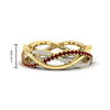 Load image into Gallery viewer, diamond-criss-cross-weave-wedding-band-with-ruby-in-yellow-gold-FD11069BGRUDRANGLE3-NL-YG