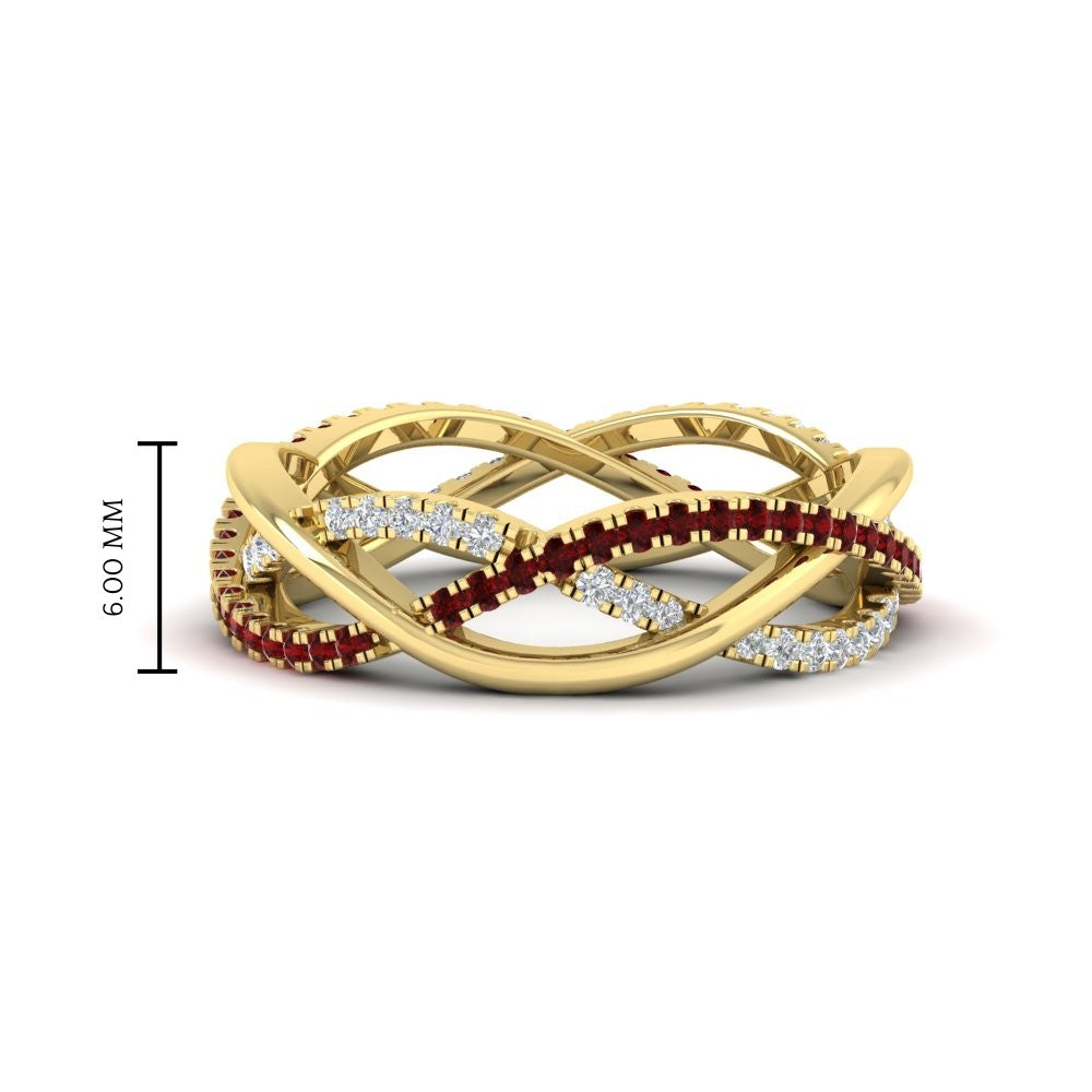 diamond-criss-cross-weave-wedding-band-with-ruby-in-yellow-gold-FD11069BGRUDRANGLE3-NL-YG