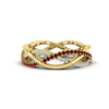 Load image into Gallery viewer, diamond-criss-cross-weave-wedding-band-with-ruby-in-yellow-gold-FD11069BGRUDRANGLE3-NL-YG