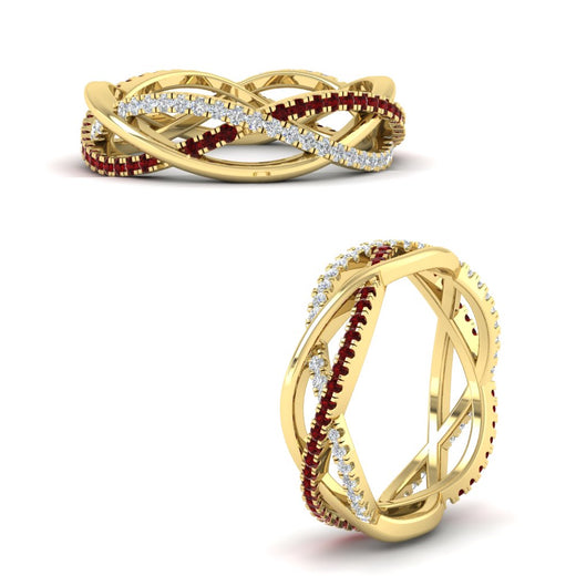 diamond-criss-cross-weave-wedding-band-with-ruby-in-yellow-gold-FD11069BGRUDRANGLE3-NL-YG