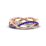 Load image into Gallery viewer, diamond-criss-cross-weave-wedding-band-with-sapphire-in-rose-gold-FD11069BGSABLANGLE3-NL-RG
