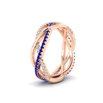 Load image into Gallery viewer, diamond-criss-cross-weave-wedding-band-with-sapphire-in-rose-gold-FD11069BGSABLANGLE3-NL-RG
