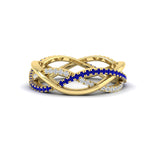 Load image into Gallery viewer, diamond-criss-cross-weave-wedding-band-with-sapphire-in-yellow-gold-FD11069BGSABLANGLE3-NL-YG
