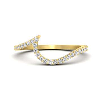 Diamond Curved Swirl Wedding Band