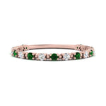 Load image into Gallery viewer, diamond-dot-thin-stacking-ring-with-emerald-in-rose-gold-FD123202BGEMGRANGLE3-NL-RG.jpg
