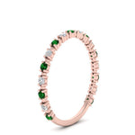 Load image into Gallery viewer, diamond-dot-thin-stacking-ring-with-emerald-in-rose-gold-FD123202BGEMGRANGLE3-NL-RG.jpg
