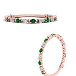 Load image into Gallery viewer, diamond-dot-thin-stacking-ring-with-emerald-in-rose-gold-FD123202BGEMGRANGLE3-NL-RG.jpg
