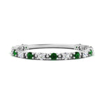 Load image into Gallery viewer, diamond-dot-thin-stacking-ring-with-emerald-in-white-gold-FD123202BGEMGRANGLE3-NL-WG.jpg
