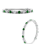 Load image into Gallery viewer, diamond-dot-thin-stacking-ring-with-emerald-in-white-gold-FD123202BGEMGRANGLE3-NL-WG.jpg
