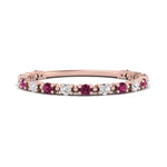 Load image into Gallery viewer, diamond-dot-thin-stacking-ring-with-pink-sapphire-in-rose-gold-FD123202BGSADRPIANGLE3-NL-RG.jpg
