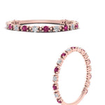 Load image into Gallery viewer, diamond-dot-thin-stacking-ring-with-pink-sapphire-in-rose-gold-FD123202BGSADRPIANGLE3-NL-RG.jpg
