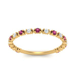 Load image into Gallery viewer, diamond-dot-thin-stacking-ring-with-pink-sapphire-in-yellow-gold-FD123202BGSADRPIANGLE3-NL-YG.jpg
