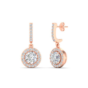 Dazzling Drop Round Halo Earrings