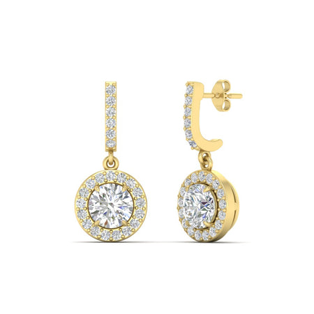 Dazzling Drop Round Halo Earrings