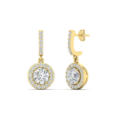 Dazzling Drop Round Halo Earrings