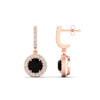 Load image into Gallery viewer, diamond-drop-halo-solitaire-round-cut-earrings-with-black-diamond-in-rose-gold-FD-EAR11129ROGBLACK-NL-RG