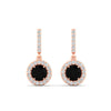 Load image into Gallery viewer, diamond-drop-halo-solitaire-round-cut-earrings-with-black-diamond-in-rose-gold-FD-EAR11129ROGBLACK-NL-RG
