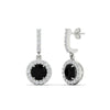 Load image into Gallery viewer, diamond-drop-halo-solitaire-round-cut-earrings-with-black-diamond-in-white-gold-FD-EAR11129ROGBLACK-NL-WG