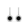 Load image into Gallery viewer, diamond-drop-halo-solitaire-round-cut-earrings-with-black-diamond-in-white-gold-FD-EAR11129ROGBLACK-NL-WG