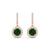 Load image into Gallery viewer, diamond-drop-halo-solitaire-round-cut-earrings-with-emerald-in-rose-gold-FD-EAR11129ROGEMGR-NL-RG