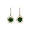 Load image into Gallery viewer, diamond-drop-halo-solitaire-round-cut-earrings-with-emerald-in-yellow-gold-FD-EAR11129ROGEMGR-NL-YG