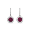Load image into Gallery viewer, diamond-drop-halo-solitaire-round-cut-earrings-with-pink-sapphire-in-white-gold-FD-EAR11129ROGSADRPI-NL-WG