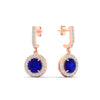 Load image into Gallery viewer, diamond-drop-halo-solitaire-round-cut-earrings-with-sapphire-in-rose-gold-FD-EAR11129ROGSABL-NL-RG