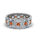 Load image into Gallery viewer, diamond-eternity-stacking-band-with-baguette-and-orange-sapphire-in-white-gold-FD9119GSAORANGLE3-NL-WG.jpg
