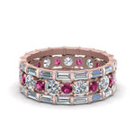 Load image into Gallery viewer, diamond-eternity-stacking-band-with-baguette-and-pink-sapphire-in-rose-gold-FD9119GSADRPIANGLE3-NL-RG.jpg

