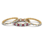 Load image into Gallery viewer, diamond-eternity-stacking-band-with-baguette-and-pink-sapphire-in-yellow-gold-FD9119GSADRPIANGLE3-NL-YG.jpg
