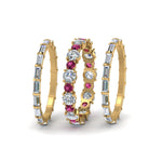Load image into Gallery viewer, diamond-eternity-stacking-band-with-baguette-and-pink-sapphire-in-yellow-gold-FD9119GSADRPIANGLE3-NL-YG.jpg
