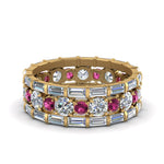 Load image into Gallery viewer, diamond-eternity-stacking-band-with-baguette-and-pink-sapphire-in-yellow-gold-FD9119GSADRPIANGLE3-NL-YG.jpg
