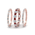 Load image into Gallery viewer, diamond-eternity-stacking-band-with-baguette-and-ruby-in-rose-gold-FD9119GRUDRANGLE3-NL-RG.jpg
