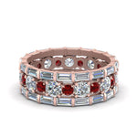 Load image into Gallery viewer, diamond-eternity-stacking-band-with-baguette-and-ruby-in-rose-gold-FD9119GRUDRANGLE3-NL-RG.jpg
