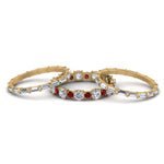 Load image into Gallery viewer, diamond-eternity-stacking-band-with-baguette-and-ruby-in-yellow-gold-FD9119GRUDRANGLE3-NL-YG.jpg
