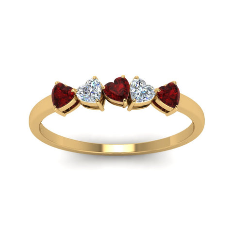 diamond-heart-5-stone-ruby-anniversary-ring-in-yellow-gold-FD8899GRUDR-NL-YG