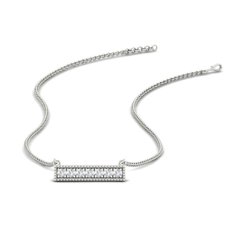 Round Diamond Horizontal Milgrain Bar Necklace
