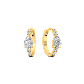 Huggies Earring With Large Pear Diamond Center