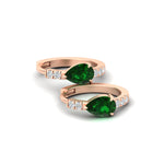 Load image into Gallery viewer, diamond-huggies-with-large-pear-emerald-center-in-rose-gold-fdear11703gemgrangle4-nl-rg.jpg