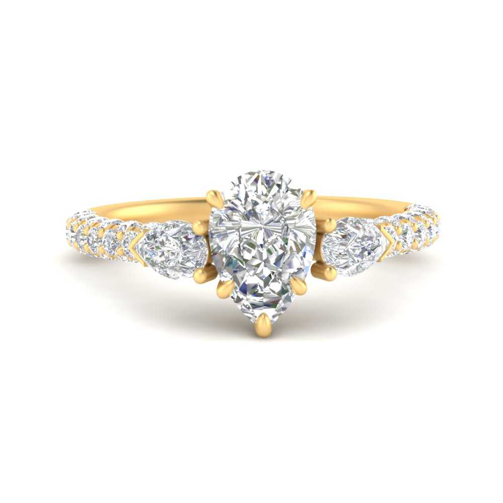 Pear Accented 3 Row Diamond Ring