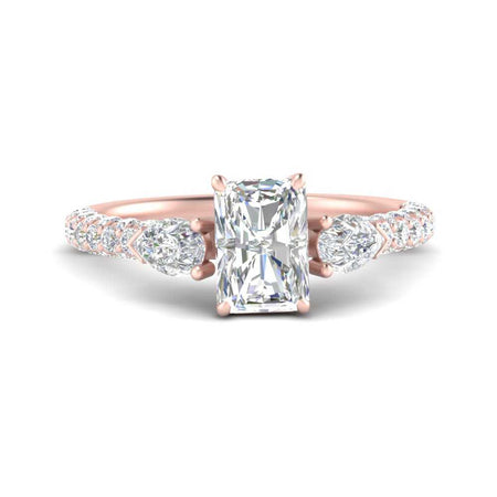 Pear Accented 3 Row Radiant Cut Engagement Ring