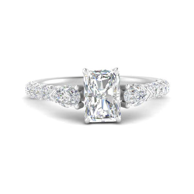 Pear Accented 3 Row Radiant Cut Engagement Ring