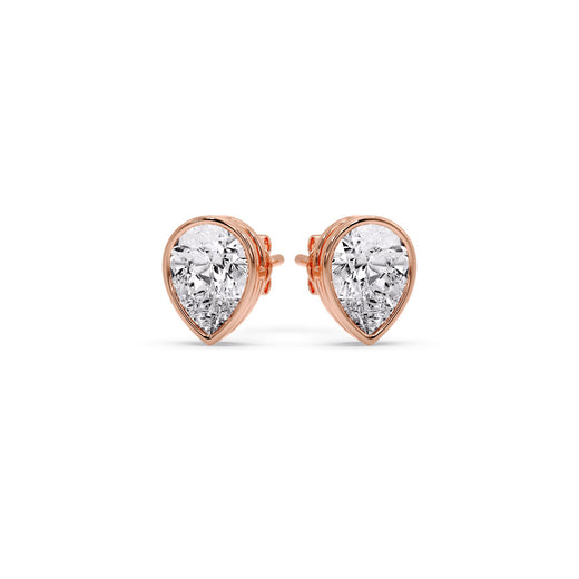Half Carat Diamond Pear Drop Stud Bezel Earring
