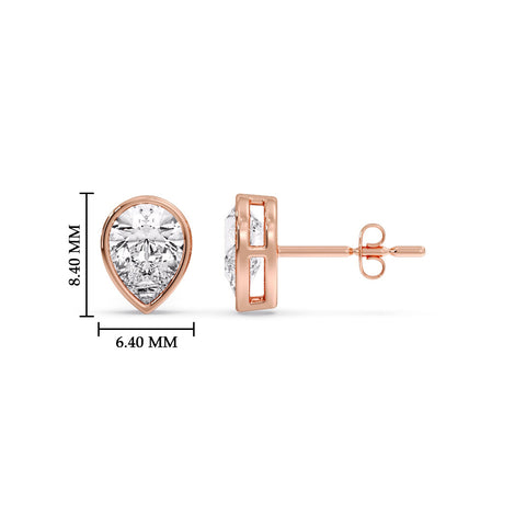 Half Carat Diamond Pear Drop Stud Bezel Earring