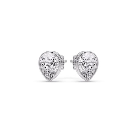 Half Carat Diamond Pear Drop Stud Bezel Earring