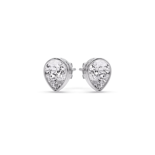 Half Carat Diamond Pear Drop Stud Bezel Earring