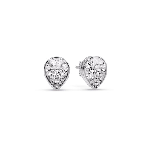 Half Carat Diamond Pear Drop Stud Bezel Earring