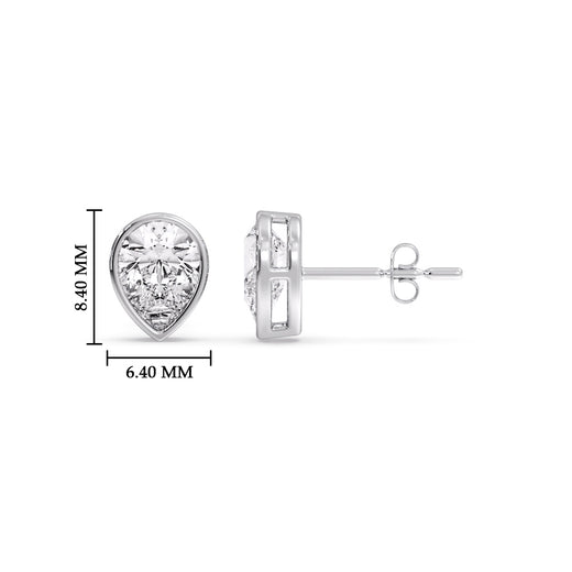 Half Carat Diamond Pear Drop Stud Bezel Earring